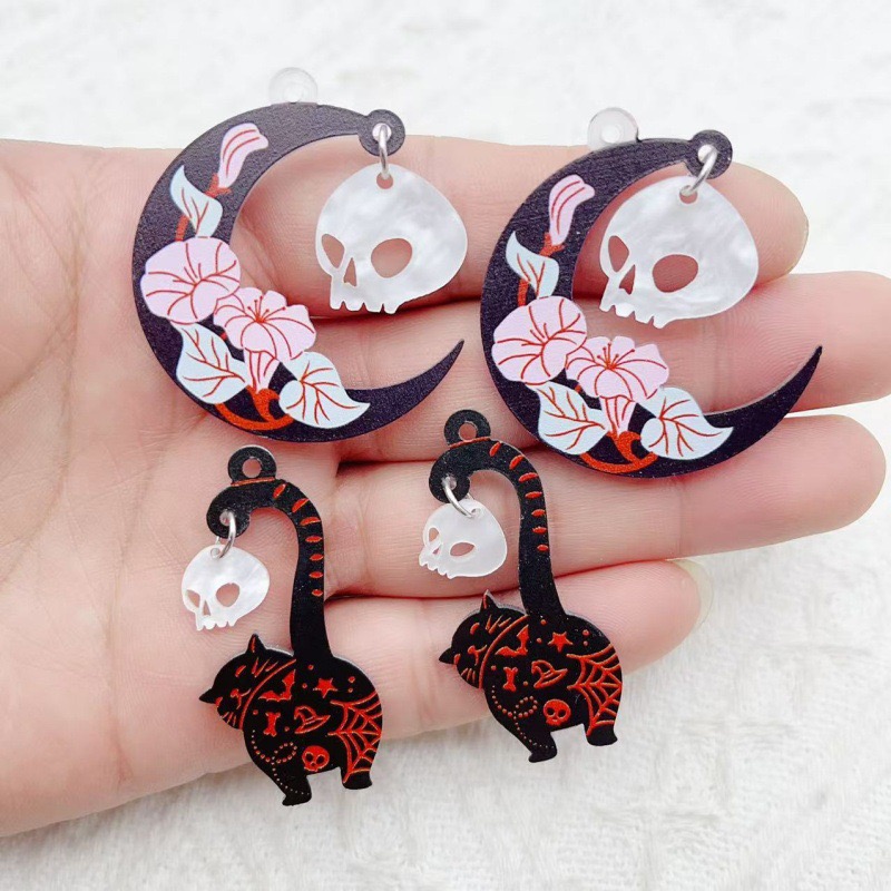 Jewelry & Watches Vitopoulos Reviews - 10pcs Halloween Acrylic Ghost Black Cat