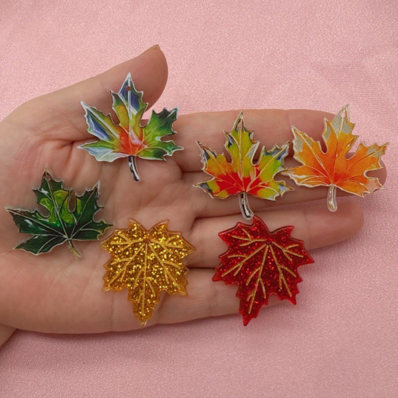 Jewelry & Watches Vitopoulos Reviews - 10pcs acrylic double-sided printed colorful maple