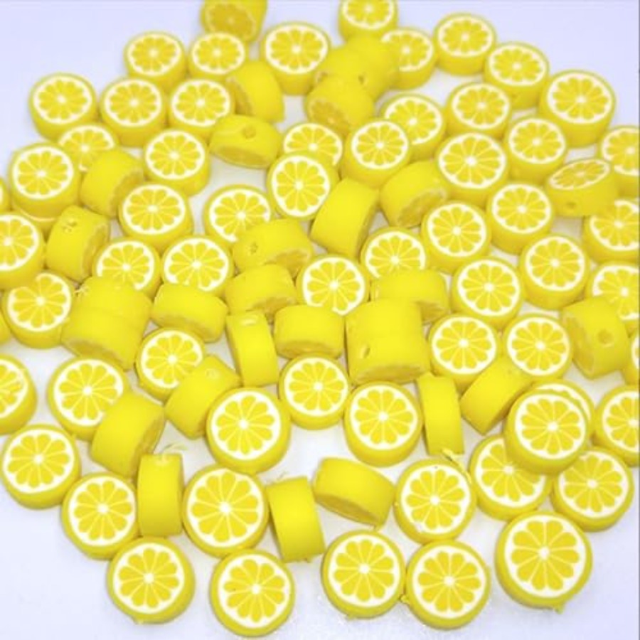 Jewelry & Watches Vitopoulos Reviews - 200Pcs Yellow Lemon Polymer Clay Beads