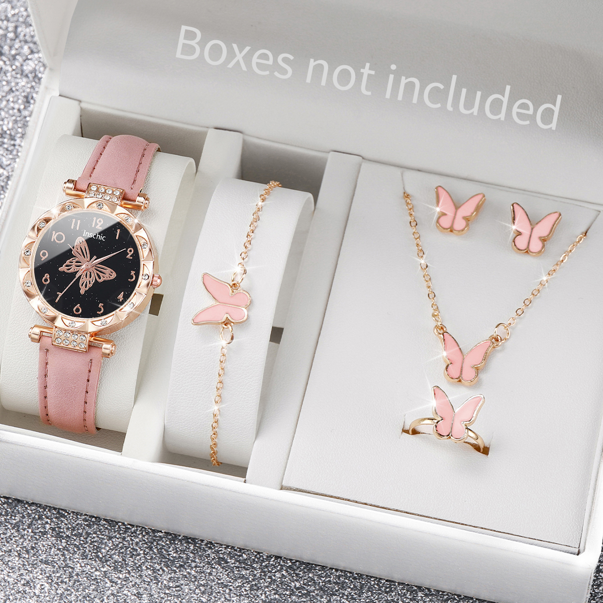 Jewelry Box Watches Bracelets - 6PCS/Set Fashion Butterfly Dial Women's Watch