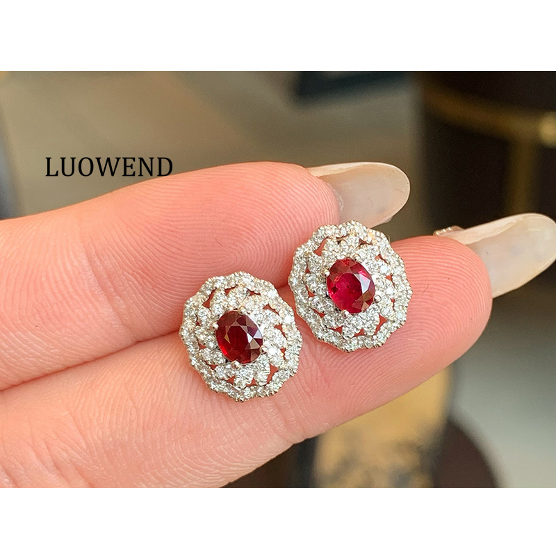 Diamond Stud Earrings - LUOWEND 100% 18K White Gold Earrings