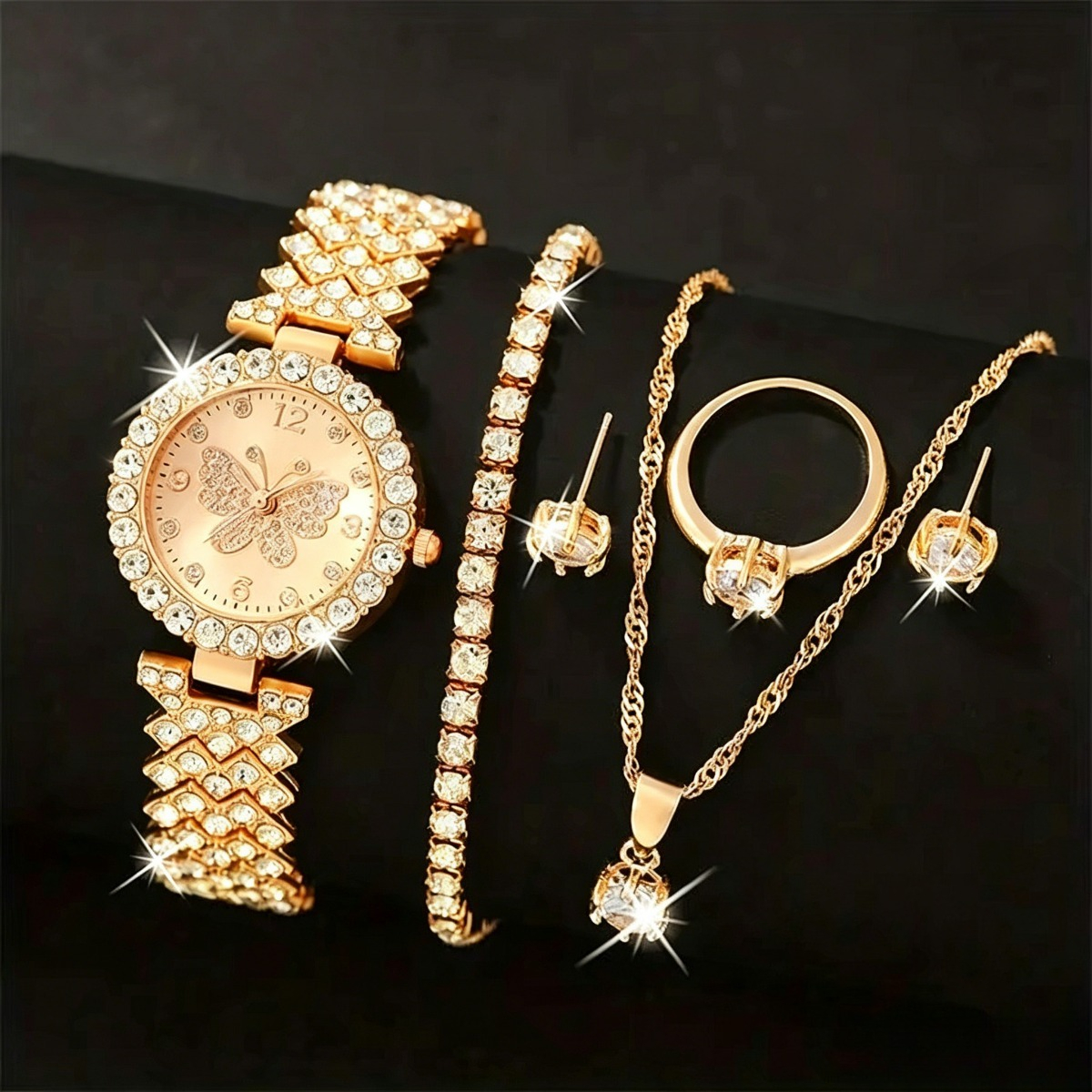 6PCS/Set Luxury Rhinestone But - đánh giá và giá Jewelry Box Watches Bracelets