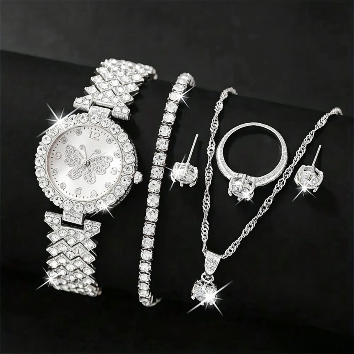 6PCS/Set Luxury Rhinestone But - đánh giá và giá Jewelry Box Watches Bracelets