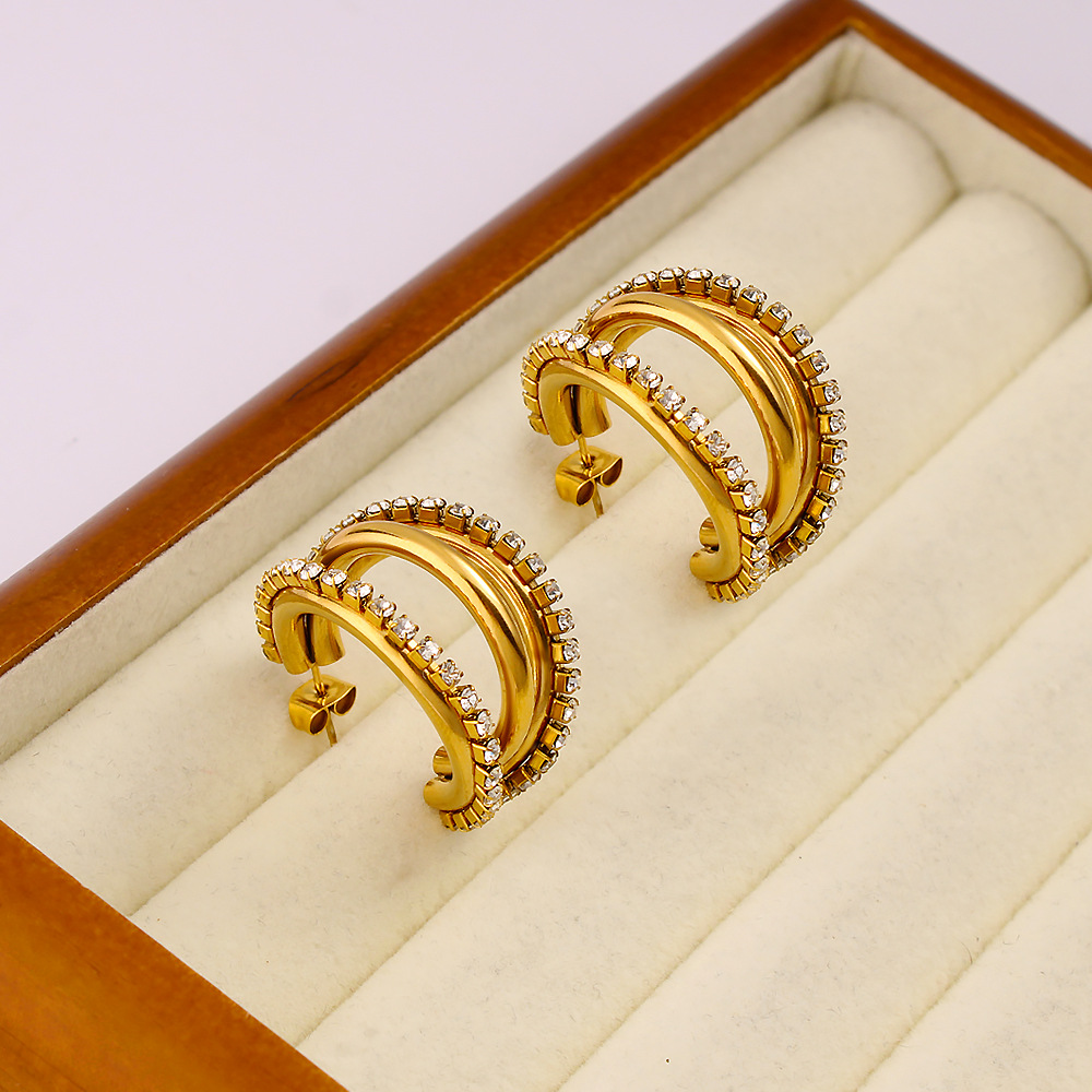 DIY accessories Exquisite C-sh - đánh giá và giá Diamond Stud Earrings