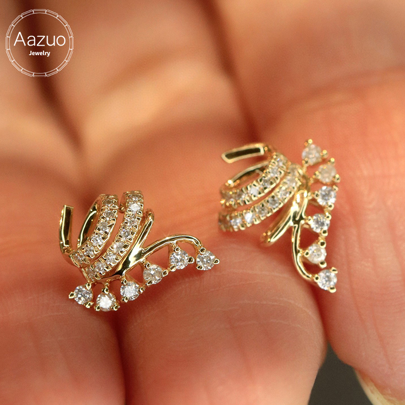 Aazuo 18K White & Yellow lGold - đánh giá và giá Diamond Stud Earrings