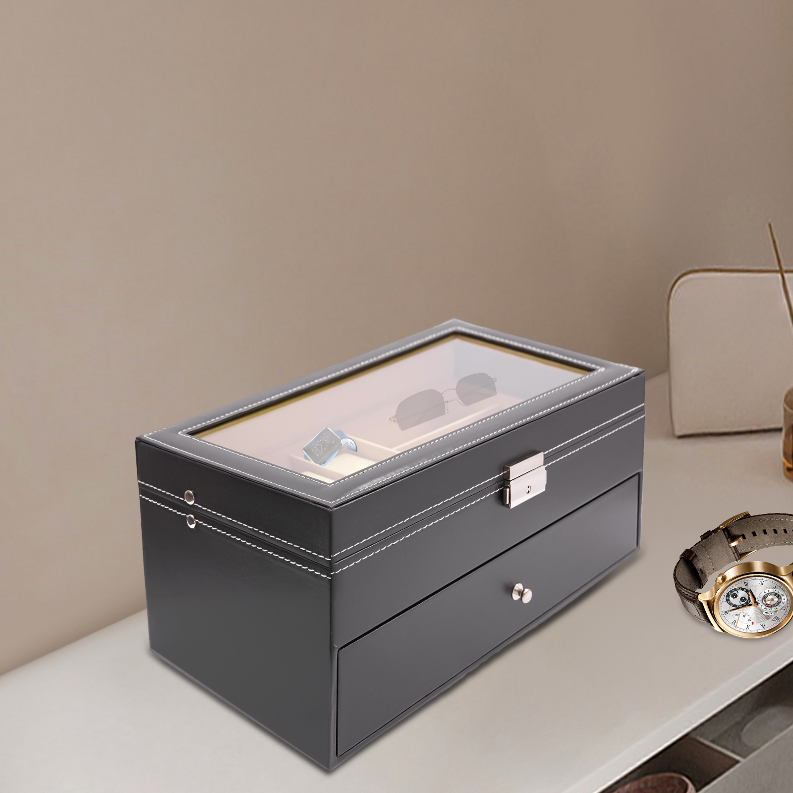 Black 2-Tier Watch Jewelry Dis - đánh giá và giá Jewelry Box That Holds Watches