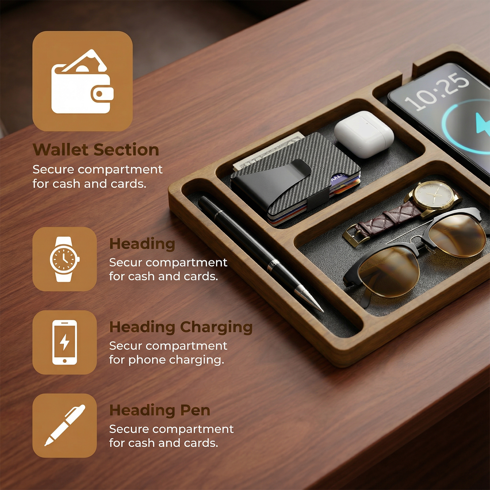 Nightstand & Desk Organizer fo - đánh giá và giá Jewelry Store Mens Watches