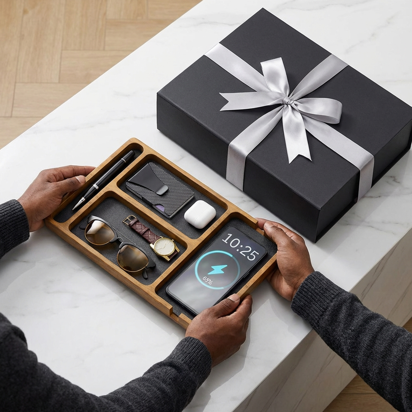 Wooden Valet Tray for Men and  - đánh giá và giá Jewelry Store Mens Watches