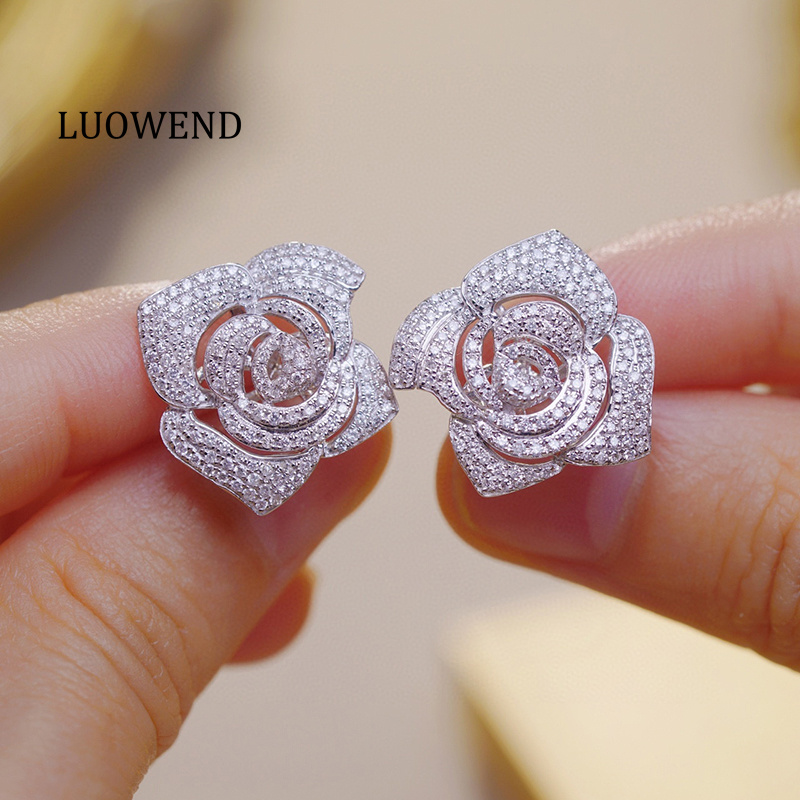LUOWEND 100% 18K White Gold Ea - đánh giá và giá Diamond Stud Earrings