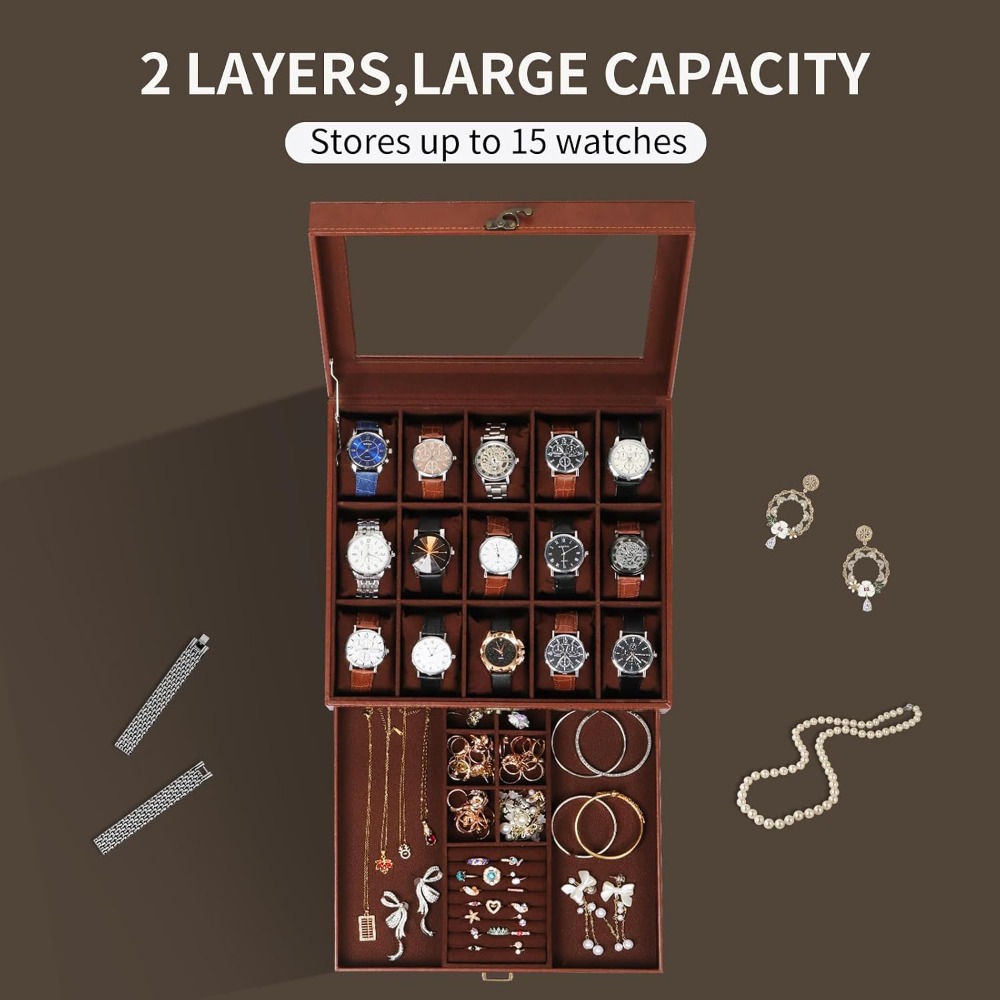 2-Layer Watch Box with Lock, H - đánh giá và giá Jewelry Box That Holds Watches
