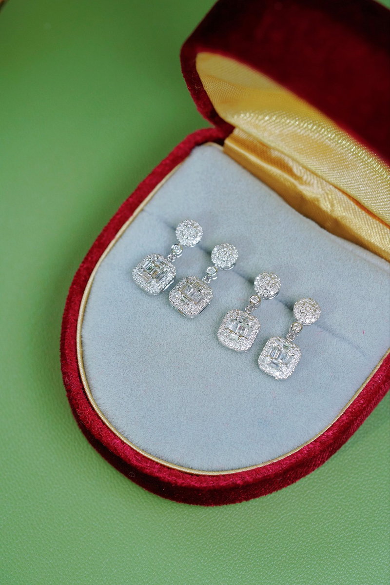 KUGG 100% 18K White Gold Earri - đánh giá và giá Diamond Stud Earrings