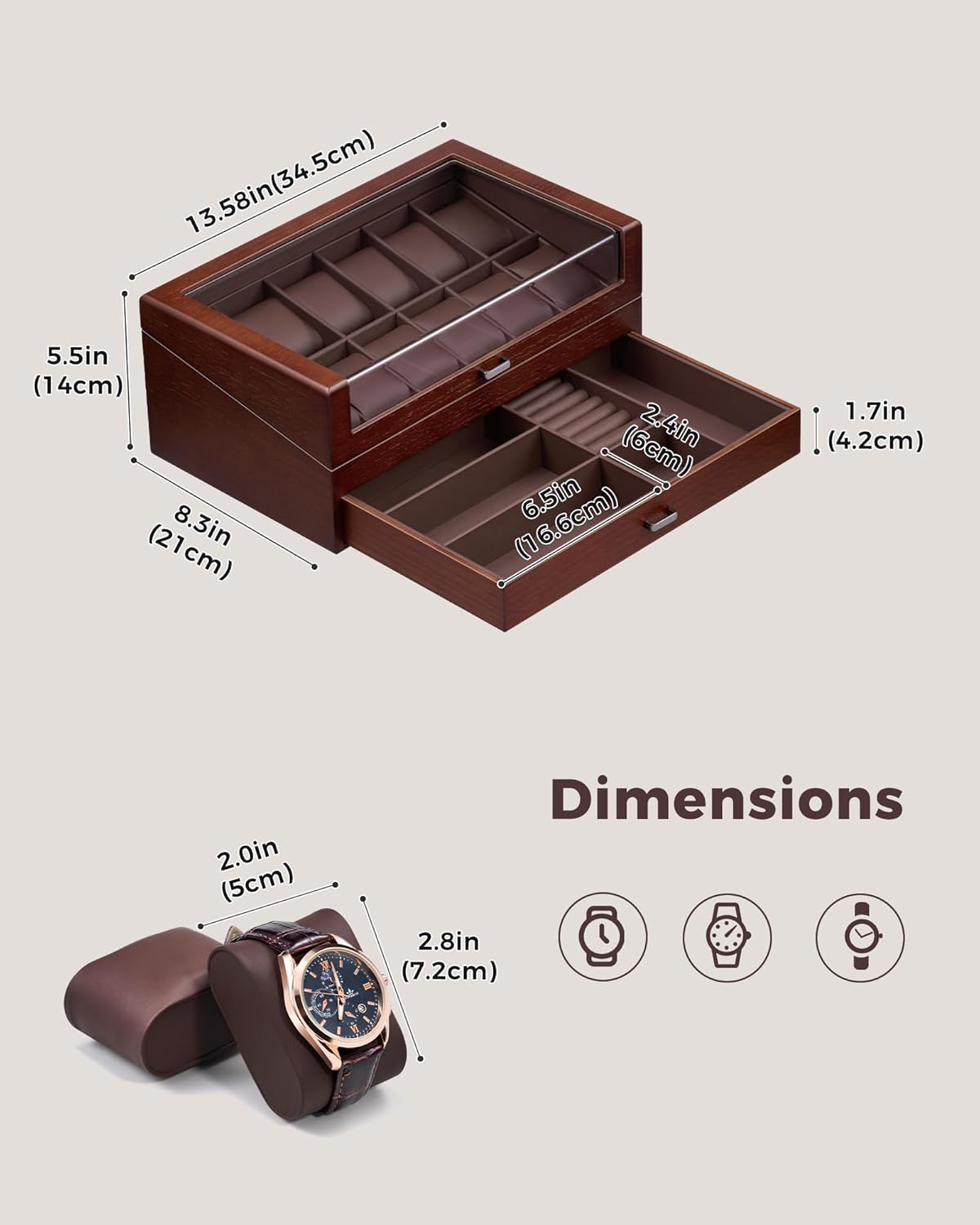 Wooden Watch Box for Men, 2-La - đánh giá và giá Jewelry Box That Holds Watches