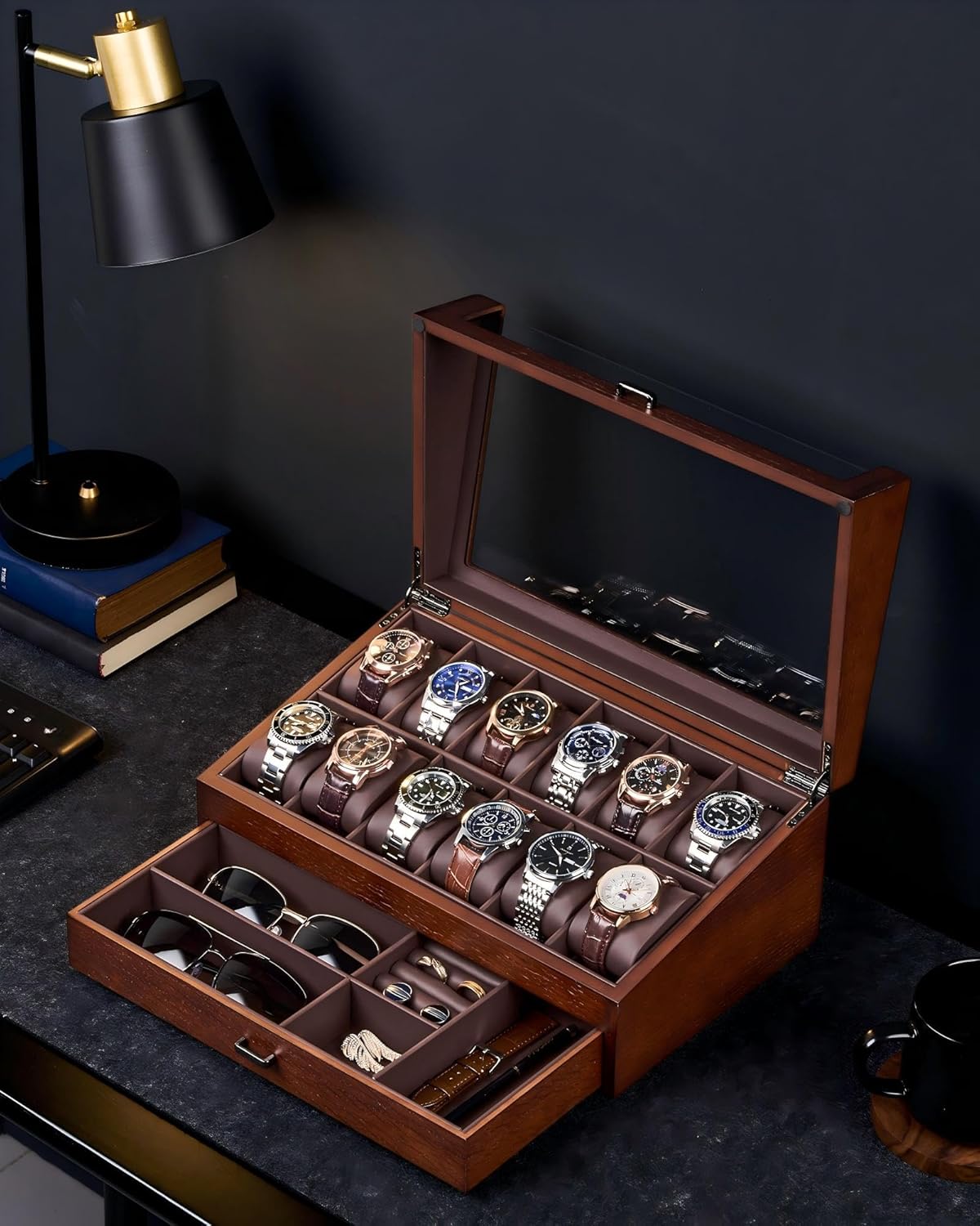 Wooden Watch Box for Men, 2-La - đánh giá và giá Jewelry Box That Holds Watches